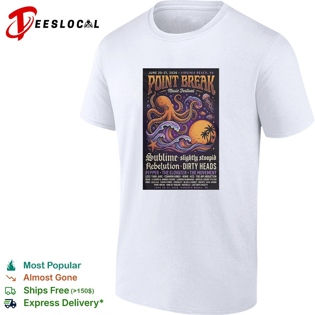 Point Break Music Festival Virginia Beach octopus poster shirt