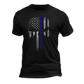 Police Thin Blue Line Flag Skull Men's T-Shirt Casual Crewneck Hoodie, Sweatshirt | CiraTrend.com