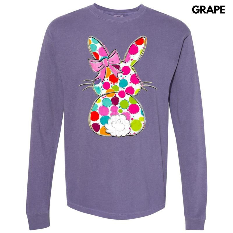Polka Dot Bunny Long Sleeve Comfort Colors T-Shirt Hoodie, Sweatshirt | CiraTrend.com
