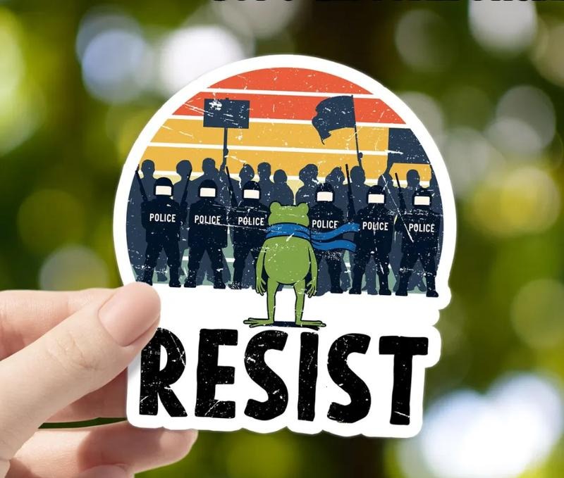 Portland Frog Protester Sticker, Anti ICE Sticker, Anti Establishment, Resistance, Anti ICE Sticker, Pro Immigrant...