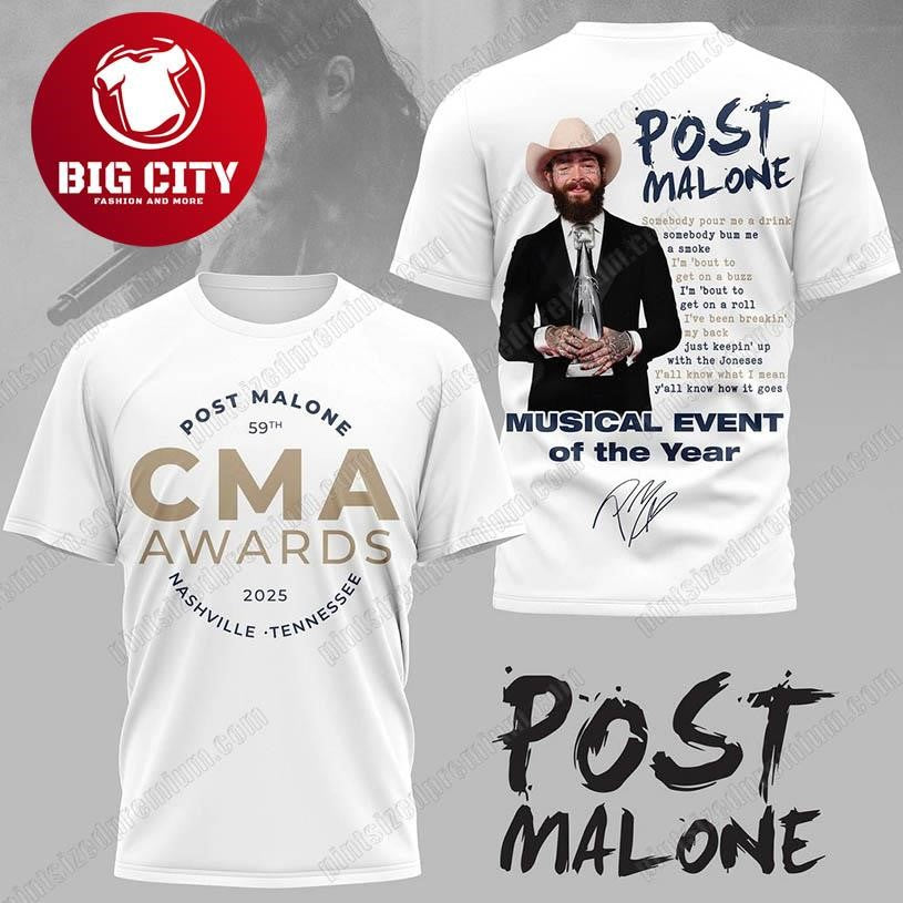 Post Malone 2025 CMA Awards Music Event Of The Year Two Sided Shirt