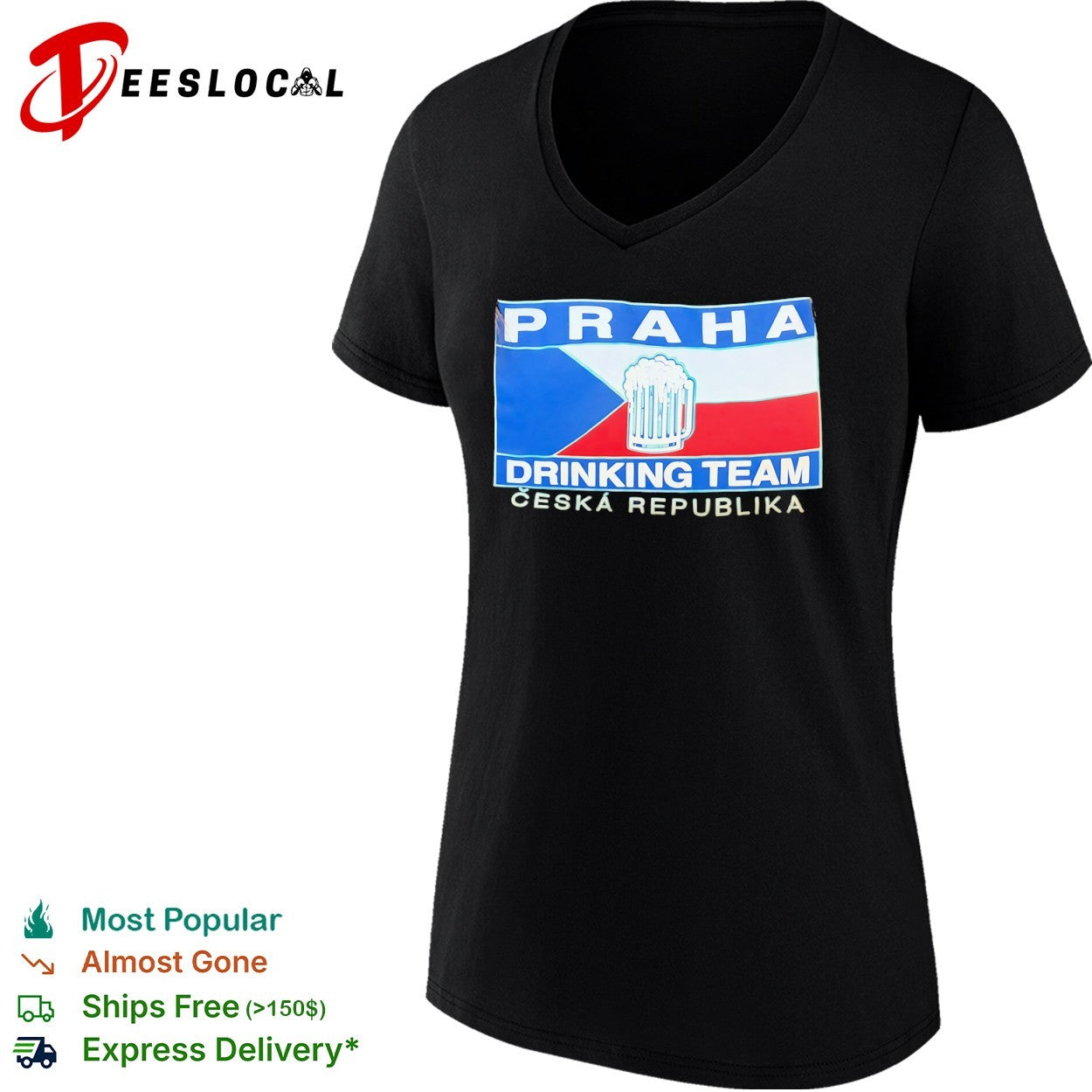 Praha Drinking Team Ceska Republika Beer Flag shirt