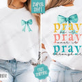 Pray On It Sweatshirt, Cute Religious Crewneck, Coquette Bow Women's Sweater T-Shirts, Hoodie | CiraTrend.com