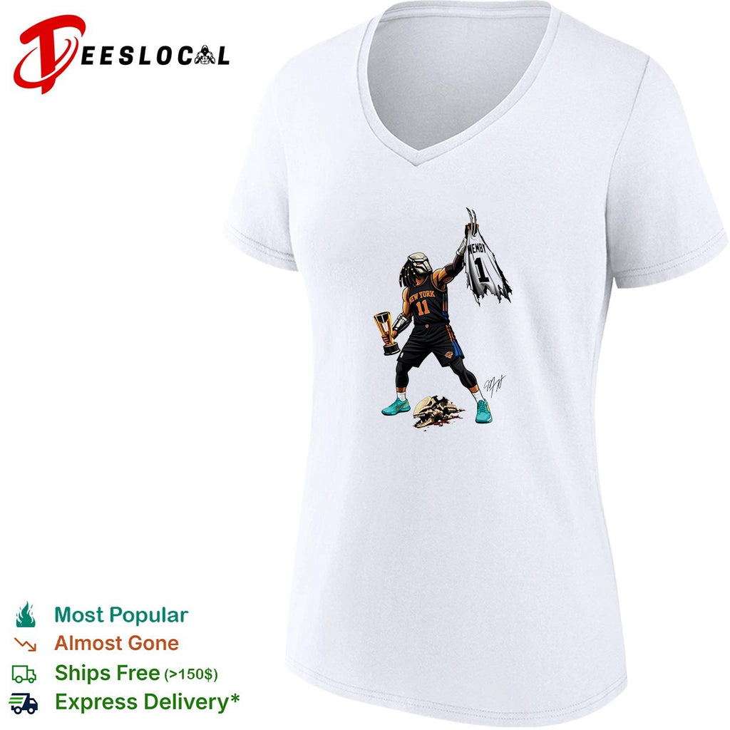 Predator x Jalen Brunson Warrior Champion holding trophy signature shirt