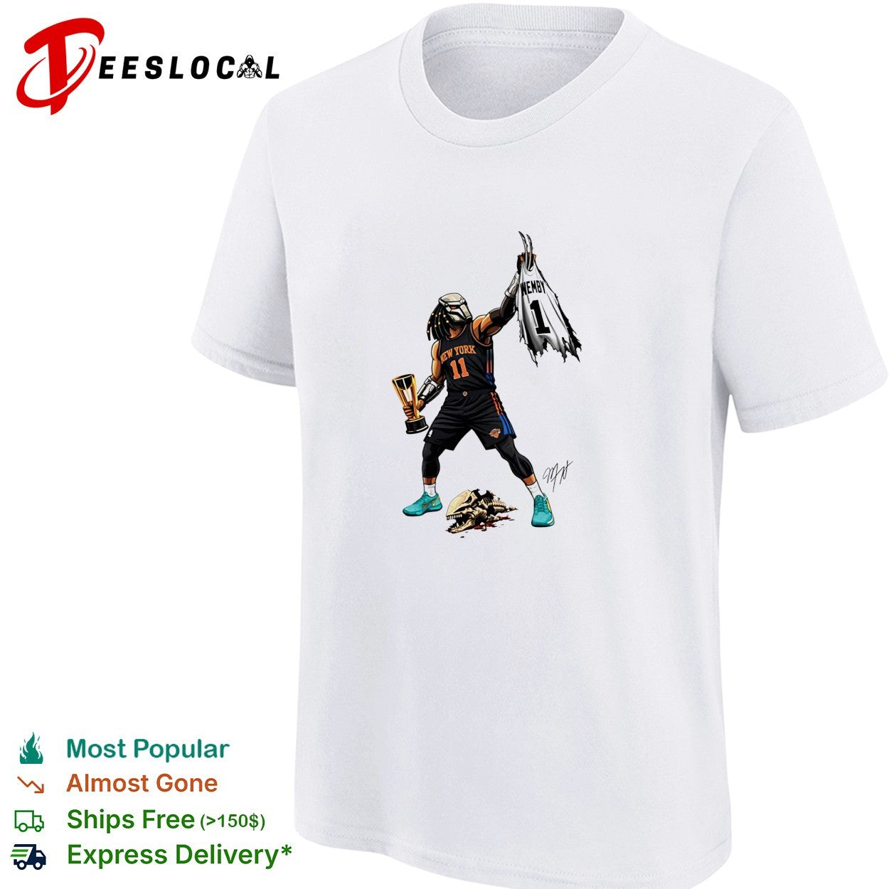 Predator x Jalen Brunson Warrior Champion holding trophy signature shirt