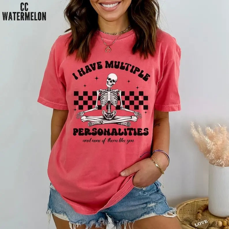 Premium  Funny Motivational Shirt, I have Several Personalities Shirt, None Of them Like You Shirt, Funny Skeleton Shirt,...