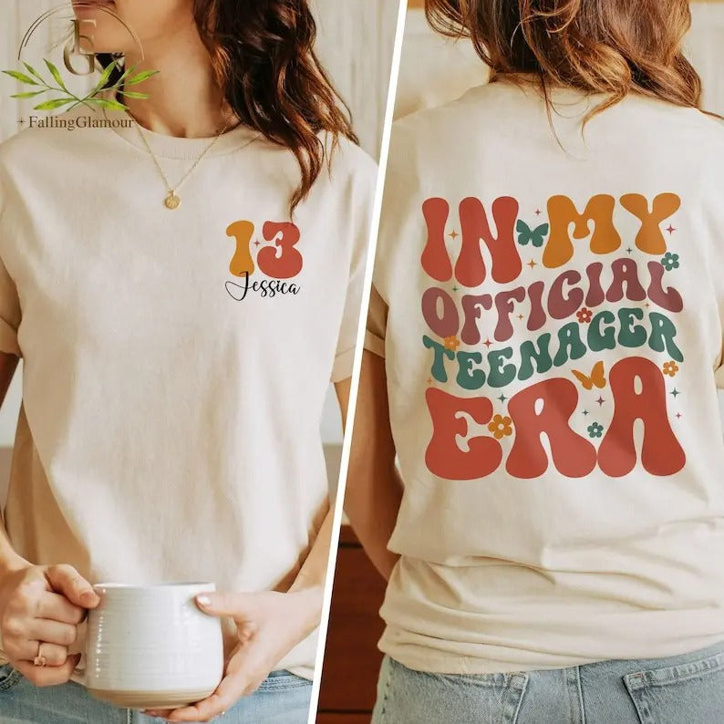 Premium  In My Official Teenager Era Shirt, Custom 13th Birthday Shirt, Birthday Shirt For Teenager,Gift For Teen, 13...