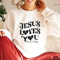 Premium  Jesus Loves You and I'm Trying Sweatshirt, Christian Shirt, Religious Gifts For Women, Cross Hoodie, Christian...