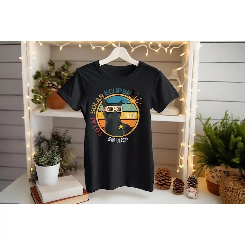 Premium  Purrfectly Prepared: Total Solar Eclipse Cat T-shirt - April 8, 2024 Hoodie, Sweatshirt | CiraTrend.com