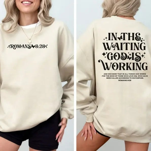 Premium  Romans 8:28 Christian Sweatshirt Bible Verse, Aesthetic Christian Sweatshirts, Jesus Hoodie, Church hoodie, Trendy Hoodie, Religious Hoodie