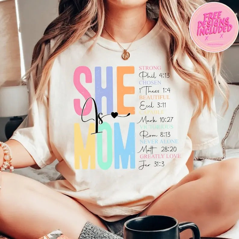 Premium  She is mom ,She Is Strong ,bible Verses ,Mom ,Empowered Women ,Strong Mom ,Christian mom T-Shirts, Hoodie,...