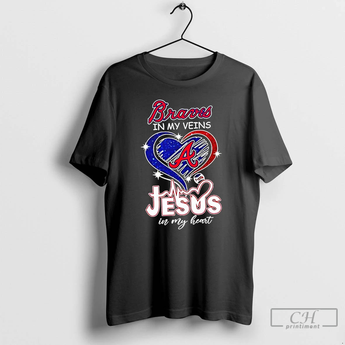 Premium Atlanta Braves In My Veins Jesus In My Heart Baseball Graphic T Shirts Sweater Hoodie, Sweatshirt | CiraTrend.com