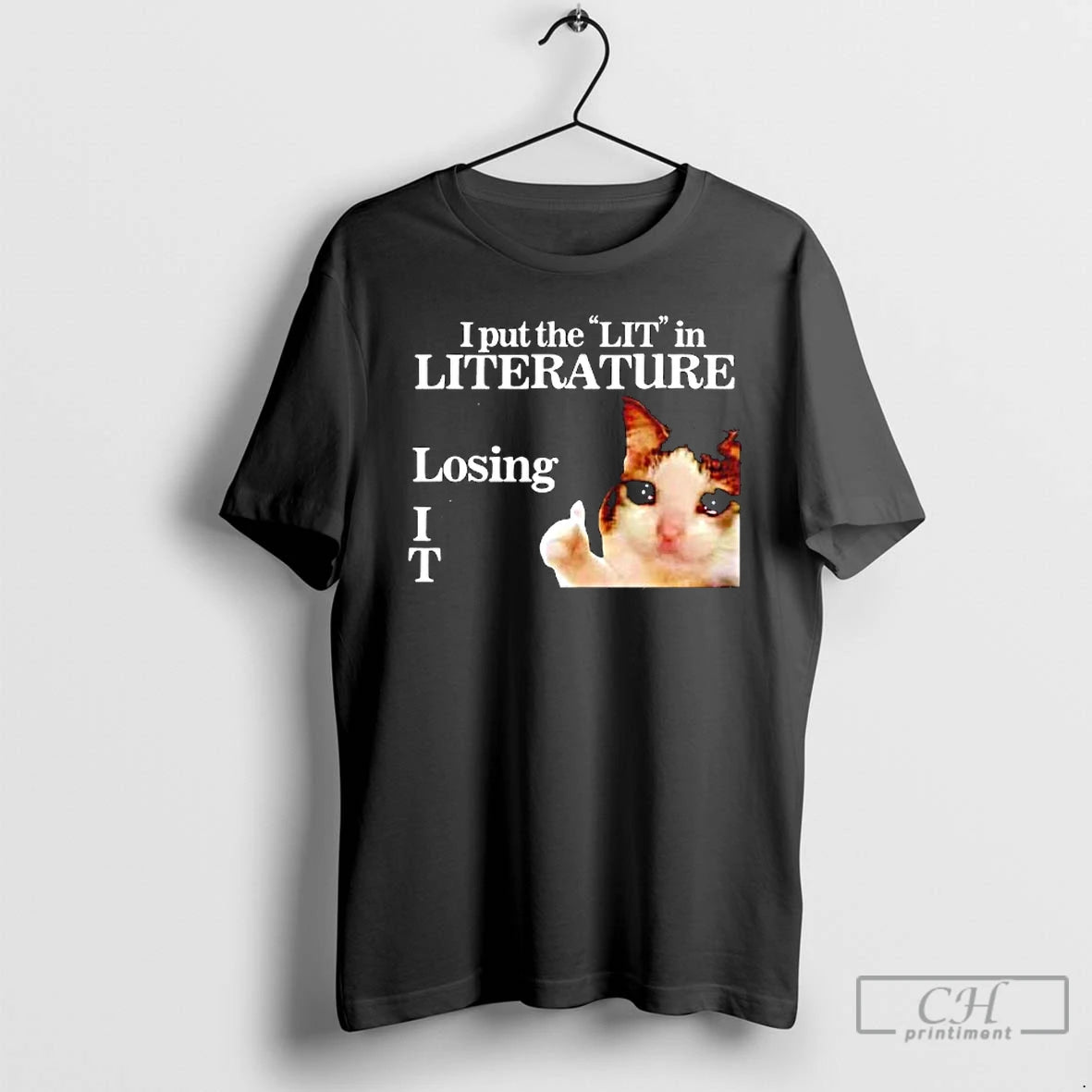 Premium Cat I Put The Lit In Literature Losing It Graphic T-Shirts, Hoodie, Sweatshirt | CiraTrend.com