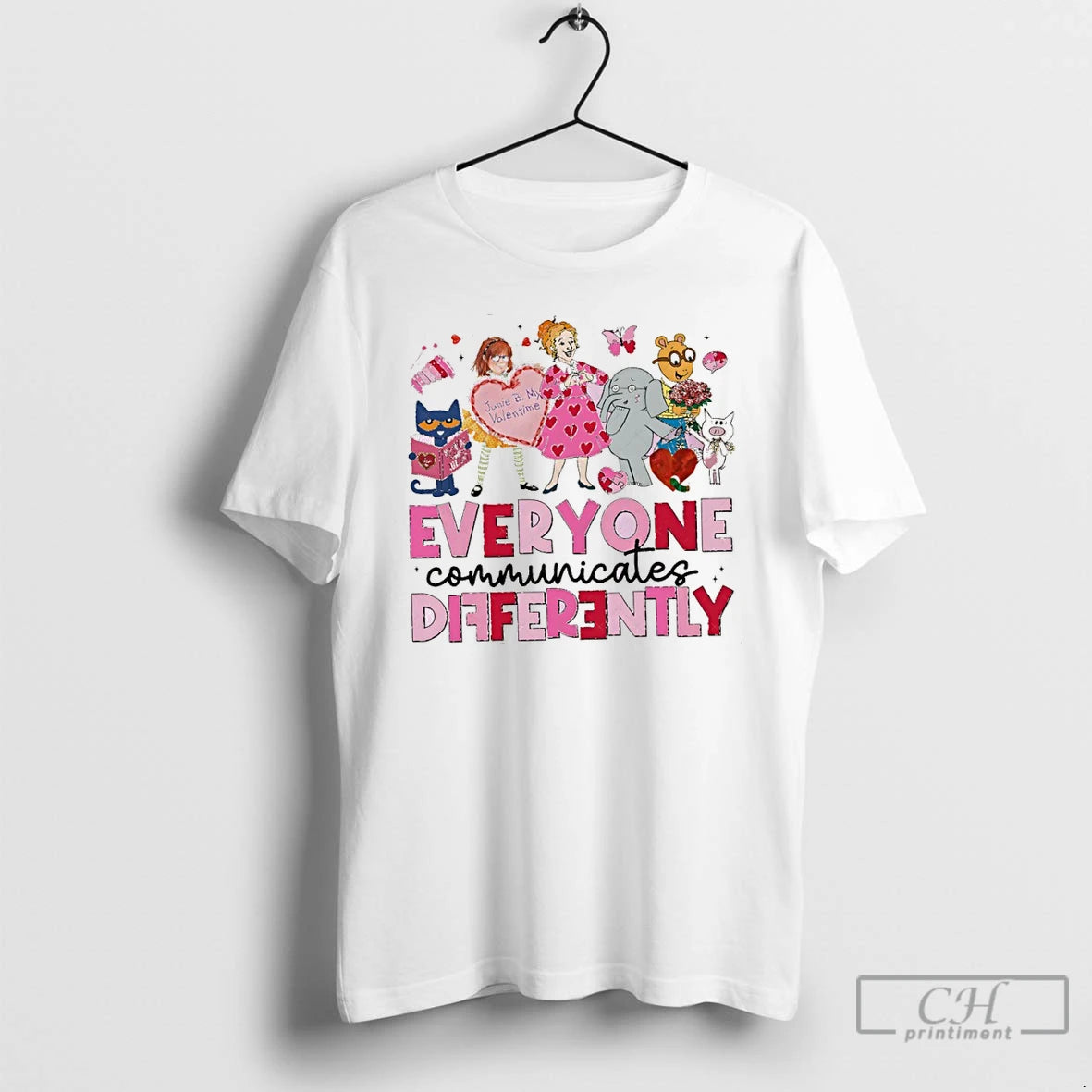 Premium Everyone Communicate Differently Children Book Valentines Day T-Shirts, Hoodie, Sweatshirt | CiraTrend.com