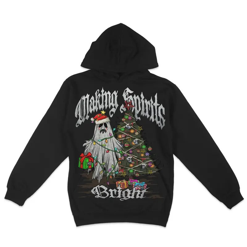 Premium Fleece Hoodie - Making Spirits Bright Super Soft Hoodie, Hoodie Pull Over, Vintage Design, Christmas T-Shirts,...