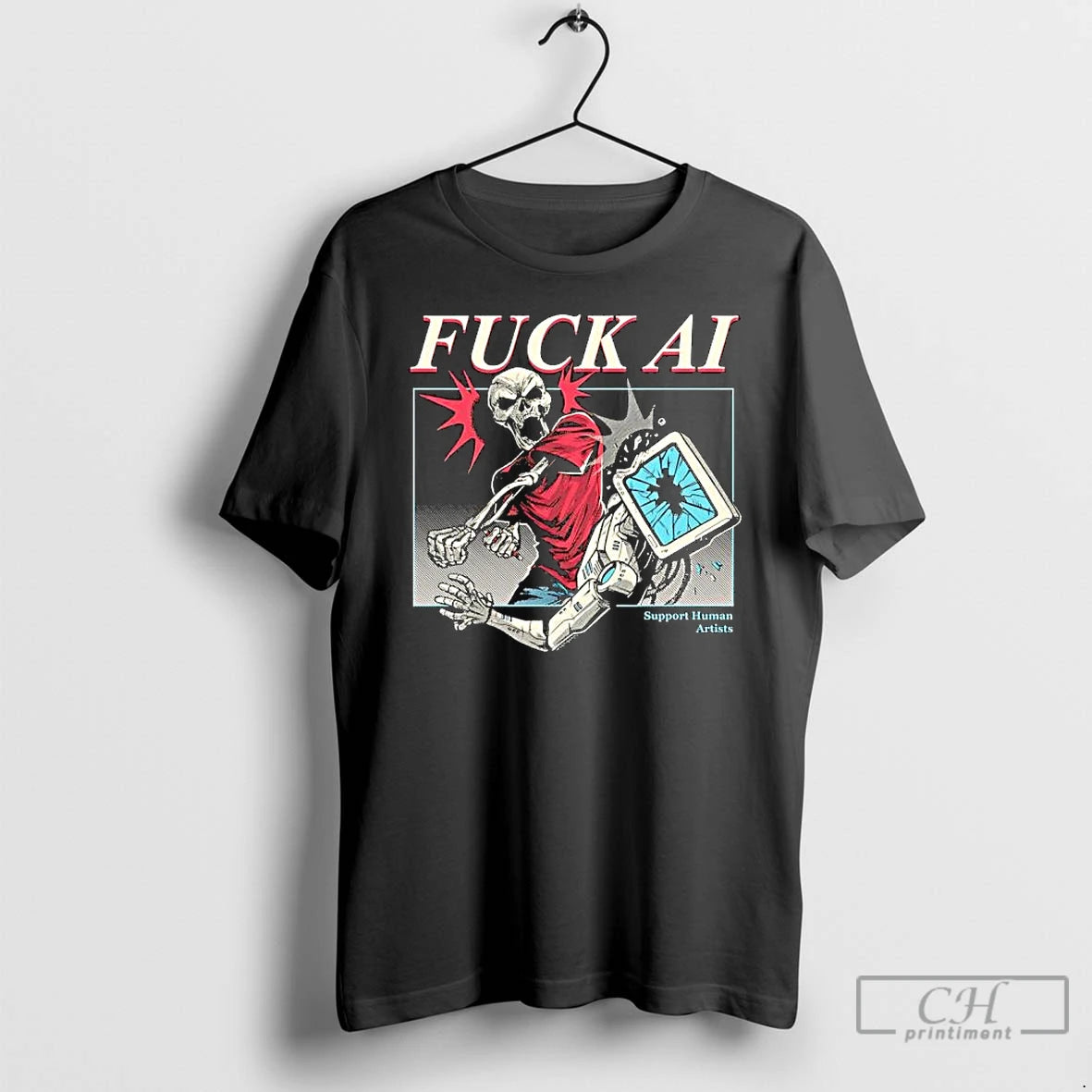 Premium Fuck Ai The Yetee Skeleton Ai Robot T-Shirts, Hoodie, Sweatshirt | CiraTrend.com