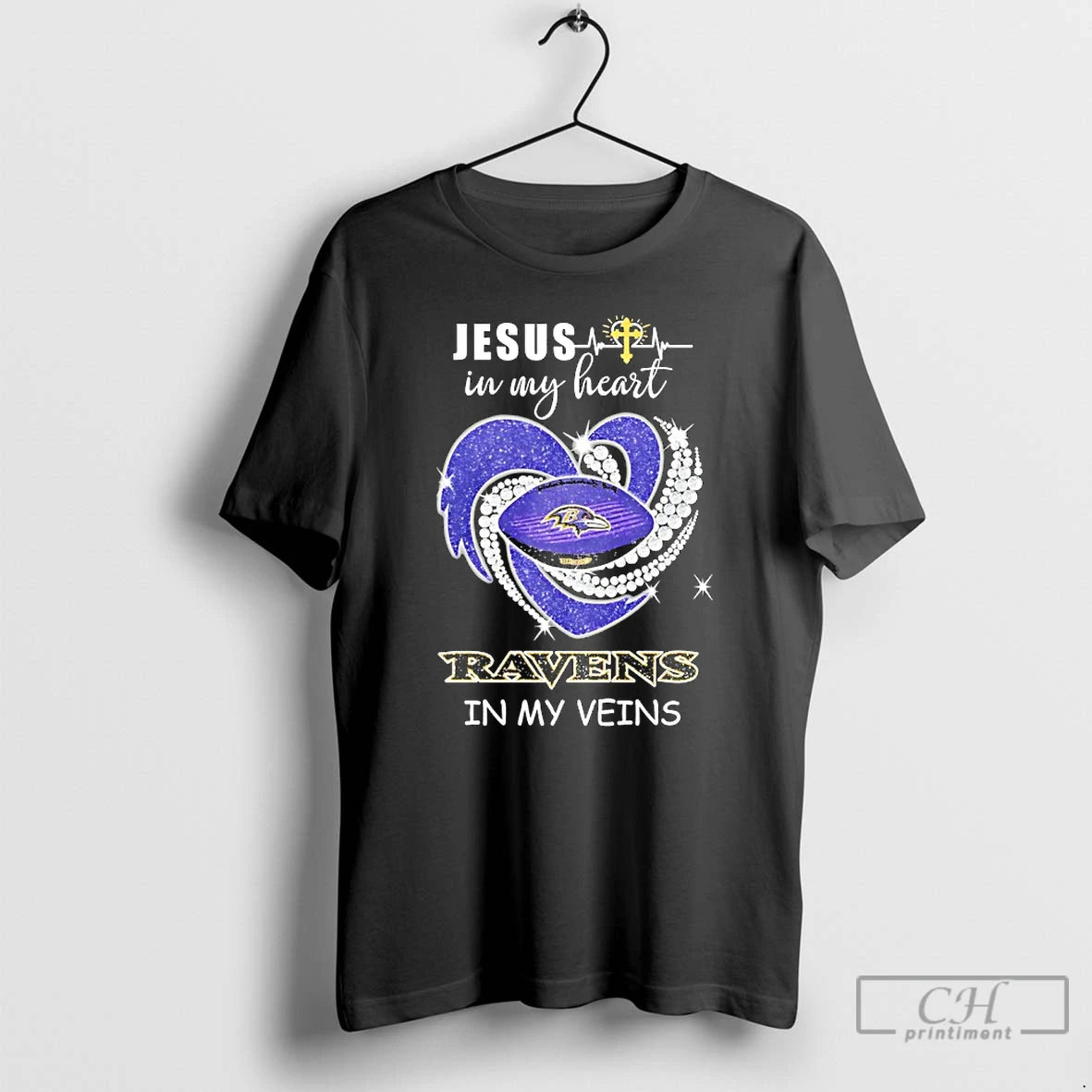 Premium Jesus In My Heart Baltimore Ravens In My Veins Logo Team T Shirts Sweater Hoodie, Sweatshirt | CiraTrend.com