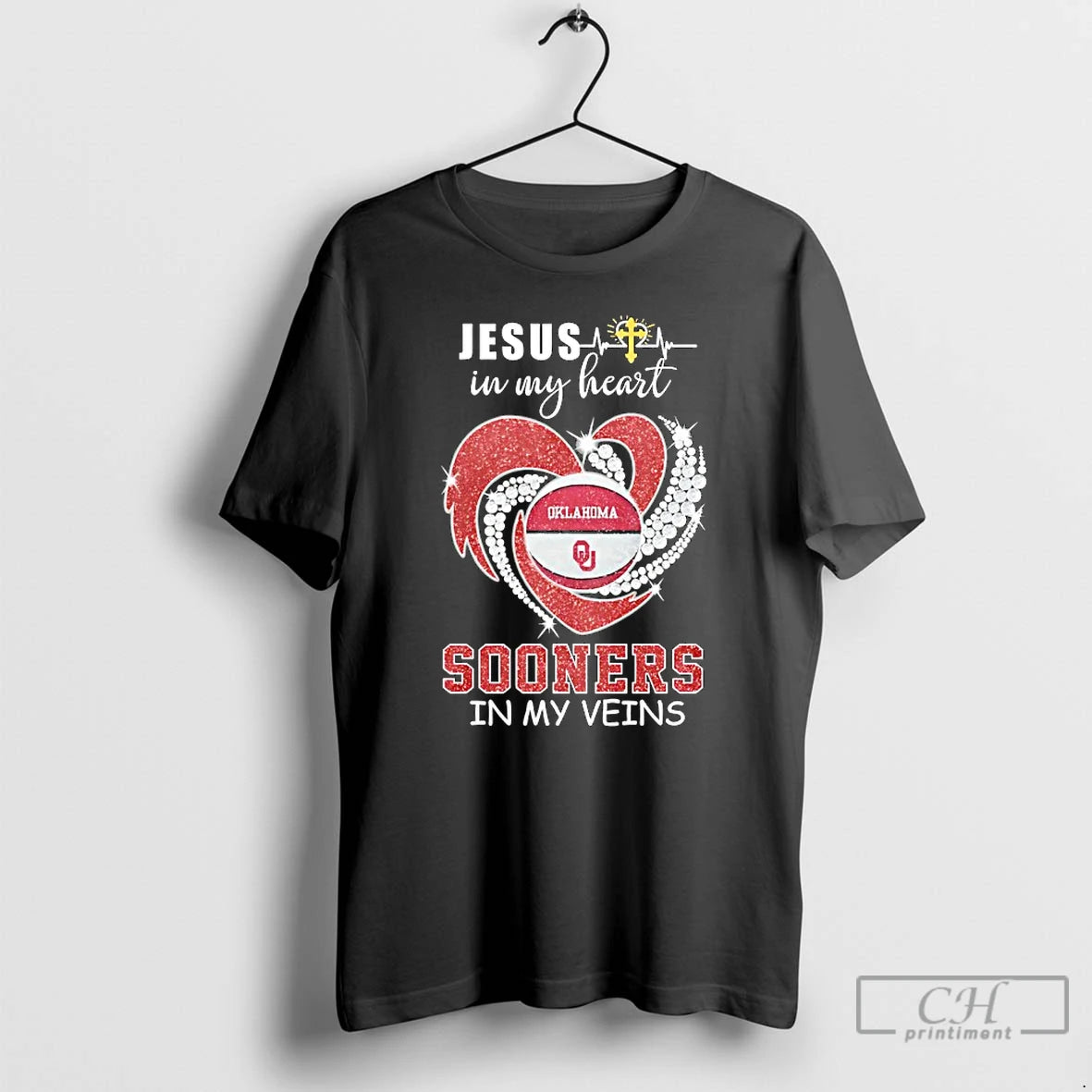 Premium Jesus In My Heart Oklahoma Sooners In My Veins Logo Team T Shirts Sweater Hoodie, Sweatshirt | CiraTrend.com