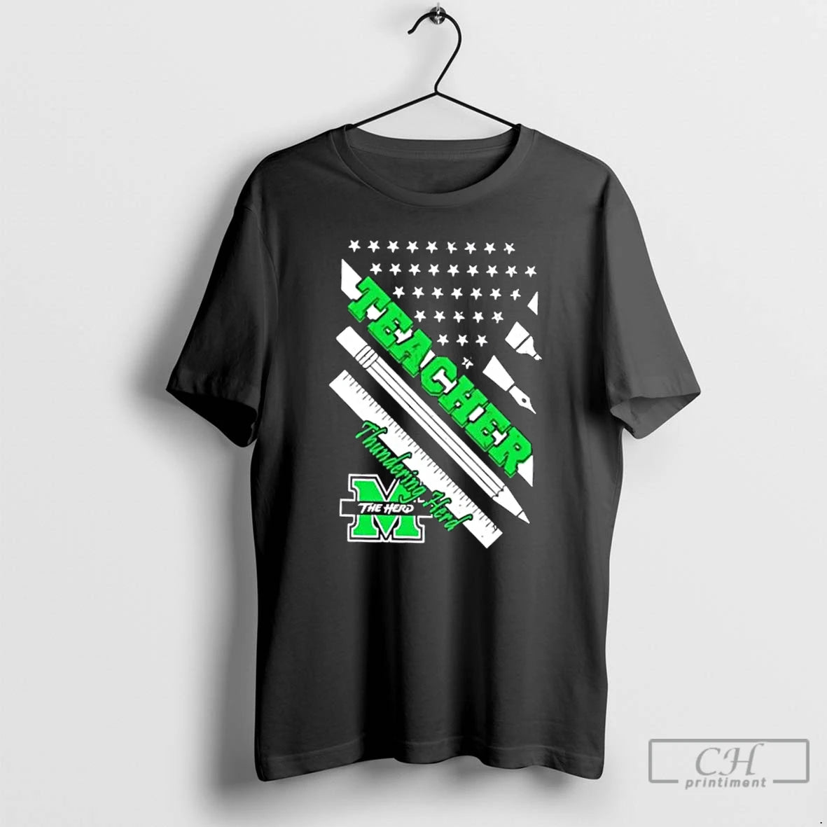 Premium Marshall Thundering Herd X Teacher American Flag T-Shirts, Hoodie, Sweatshirt | CiraTrend.com