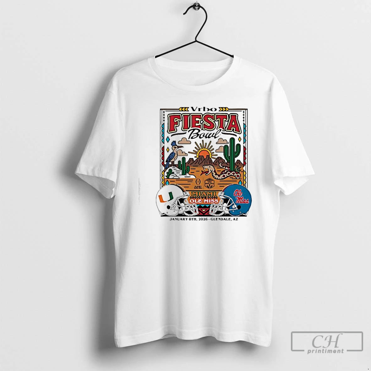 Premium Miami Vs Ole 2026 Vrbo Fiesta Bowl Matchup Desert Dudes T-Shirts, Hoodie, Sweatshirt | CiraTrend.com