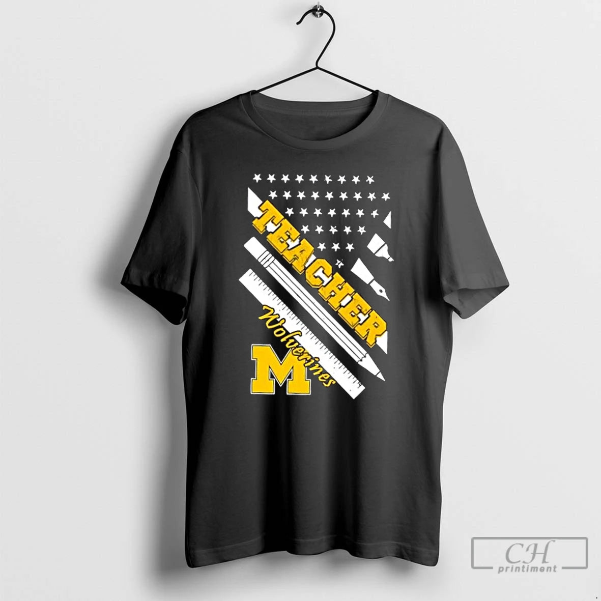 Premium Michigan Wolverines X Teacher American Flag T-Shirts, Hoodie, Sweatshirt | CiraTrend.com