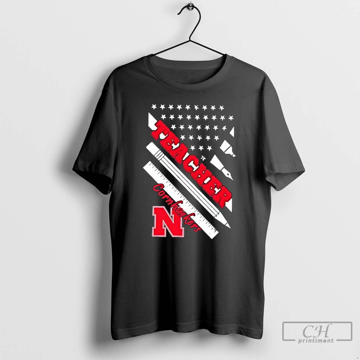 Premium Nebraska Cornhuskers X Teacher American Flag T-Shirts, Hoodie, Sweatshirt | CiraTrend.com