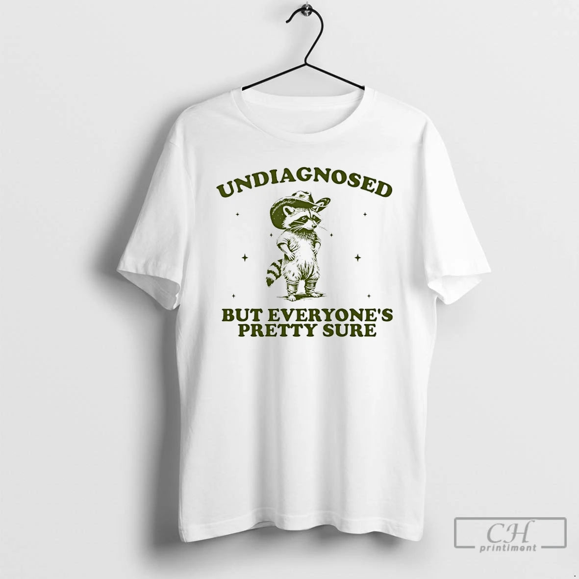 Premium Raccoon Cowboy Undiagnosed But Everyones Pretty Sure T-Shirts, Hoodie, Sweatshirt | CiraTrend.com