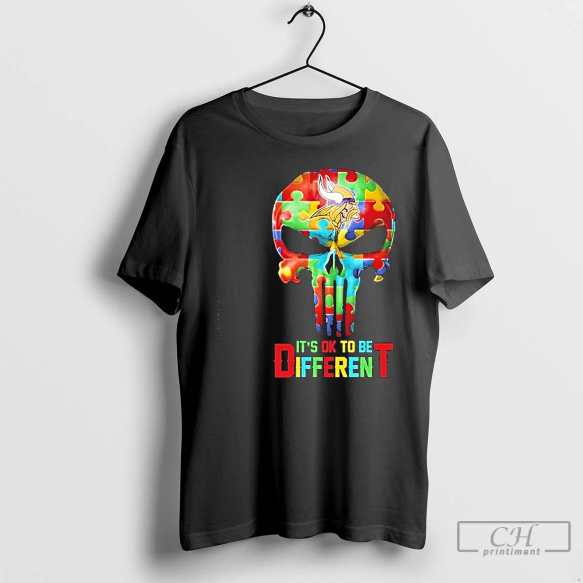 Premium Skull X Minnesota Vikings Autism Its Ok To Be Different T Shirts