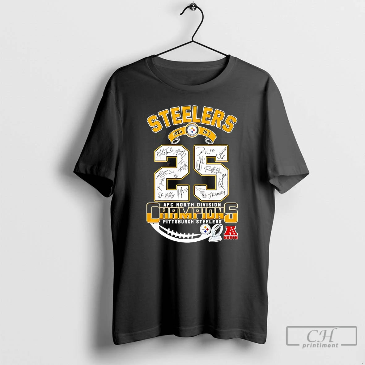 Premium Steelers Afc North Champs 2025 Signatures T-Shirts, Hoodie, Sweatshirt | CiraTrend.com