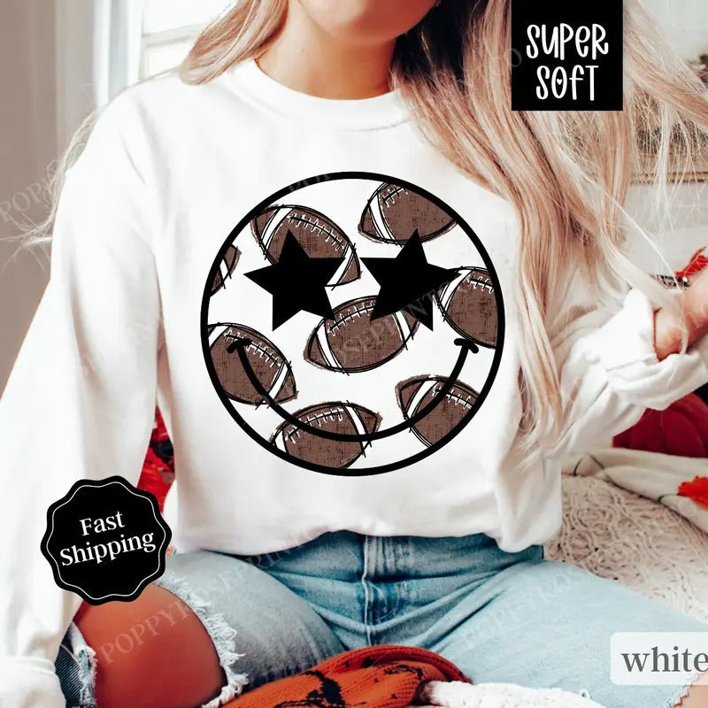 Preppy Football Sweatshirt, Game Day Football Crewneck, Womens Sweatshirt, Fall Sweater T-Shirts, Hoodie | CiraTrend.com