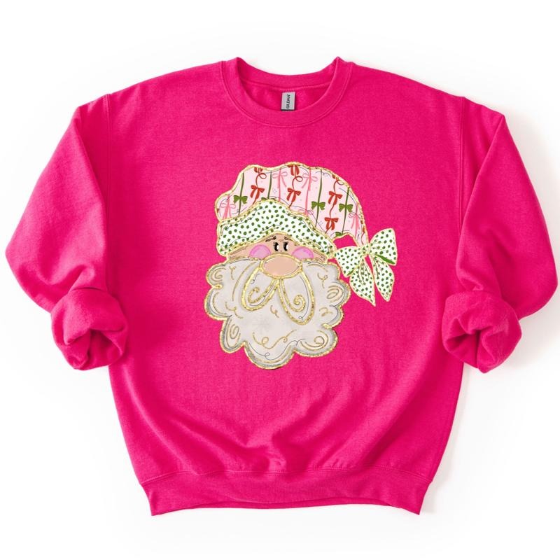 Preppy Santa Sweatshirt, Coquette Santa Christmas Sweatshirt T-Shirts, Hoodie | CiraTrend.com