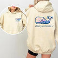 Preppy Summer Vibe 2-Sided Hoodie, Coastal Whale-Inspired Graphic, Relaxed Beachwear Pullover for Men and Women, Trendy...