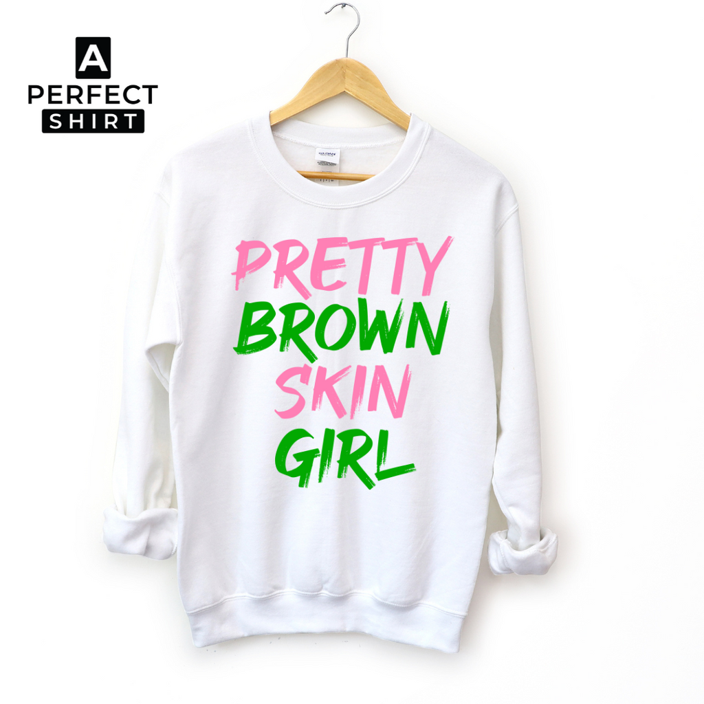 Pink & Green Pretty Brown Skin Girl Sweatshirt T-Shirts, Hoodie | CiraTrend.com (Image 2)
