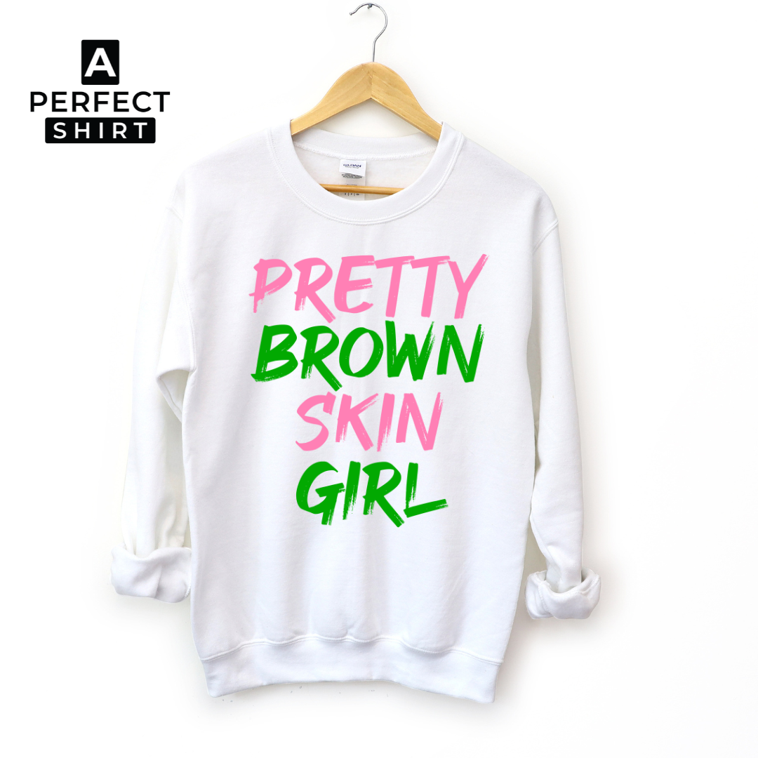 Pink & Green Pretty Brown Skin Girl Sweatshirt T-Shirts, Hoodie | CiraTrend.com (Image 2)