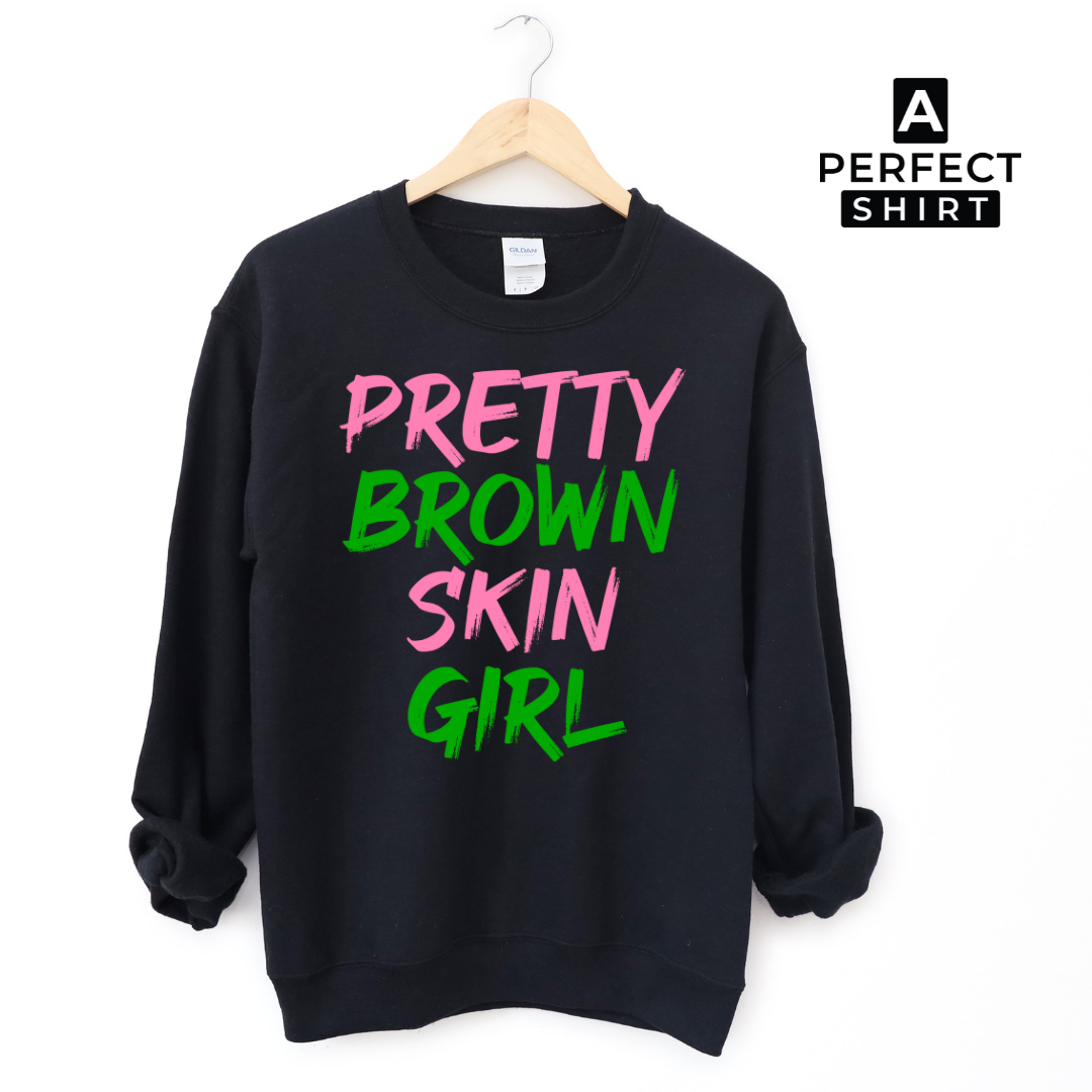 Pink & Green Pretty Brown Skin Girl Sweatshirt T-Shirts, Hoodie | CiraTrend.com (Image 3)