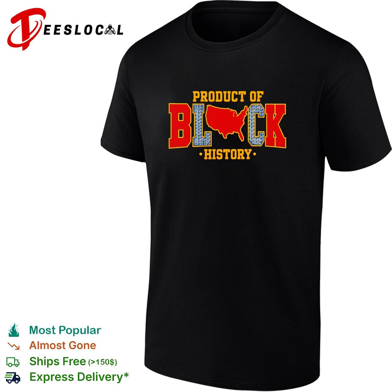 Product of Black History map of the United States USA knit texture style shirt