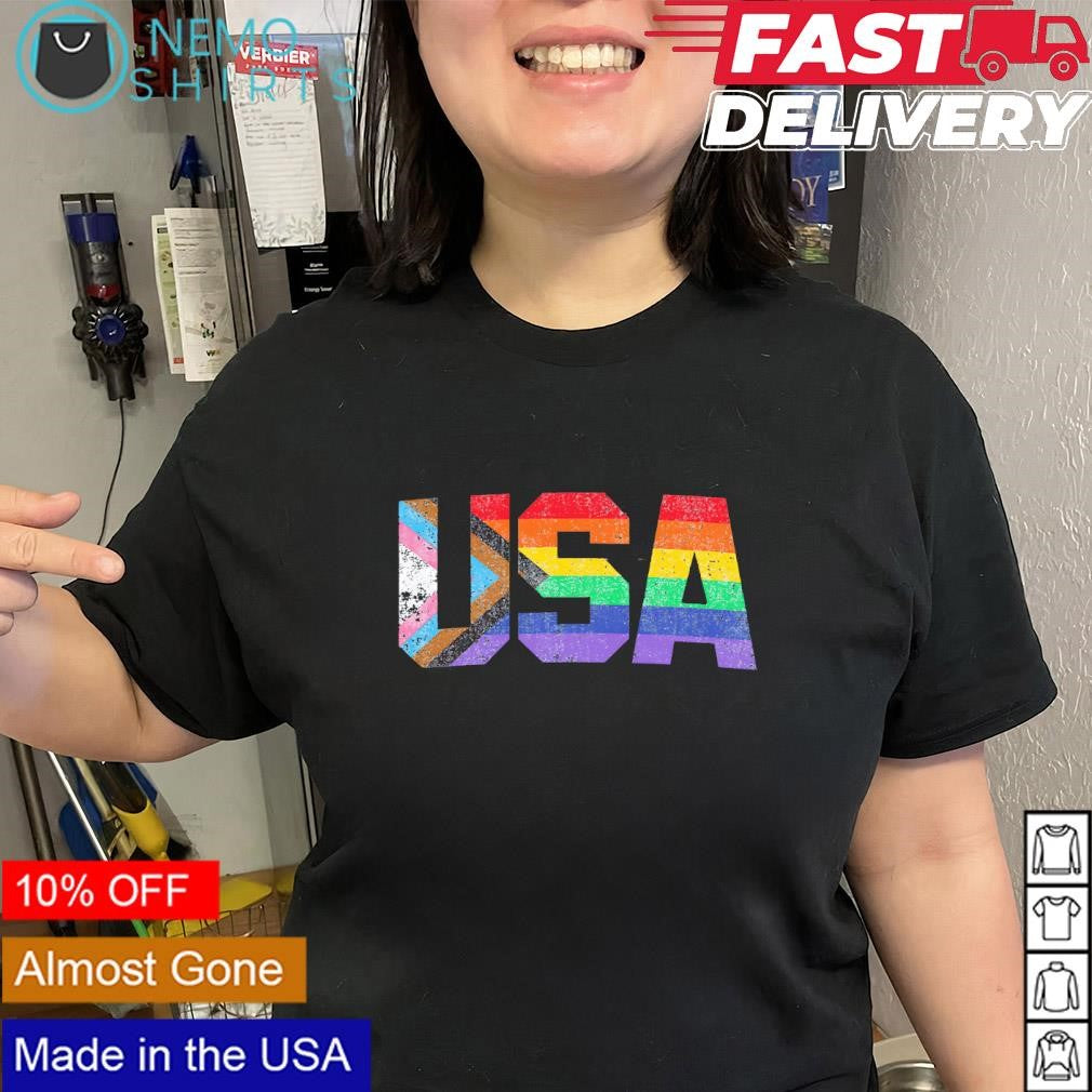 Progress Rainbow USA LGBT pride shirt