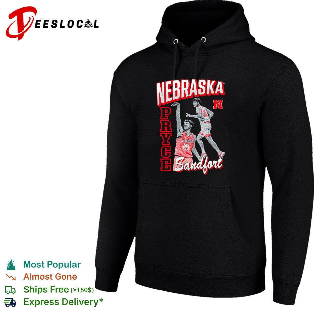 Pryce Sandfort Nebraska Cornhuskers NCAA Basketball shirt