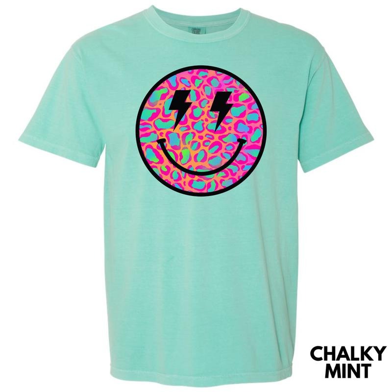 Psychedelic Leopard Happy Face Comfort Colors T-Shirt 'NLB' Hoodie, Sweatshirt | CiraTrend.com