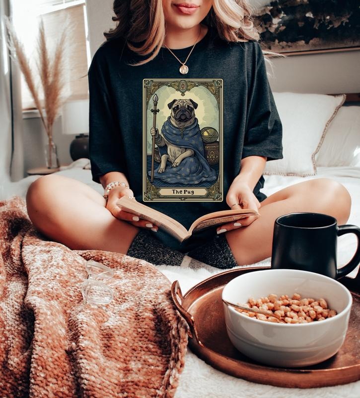 Pug Shirt, Pug Shirt For Her, Pug Tarot Card Shirt, Pug Owner Gift, Pug Lovers Shirts, Pug Mom Shirt Pug Graphic Tee, The Pug Tarot Card T-shirt