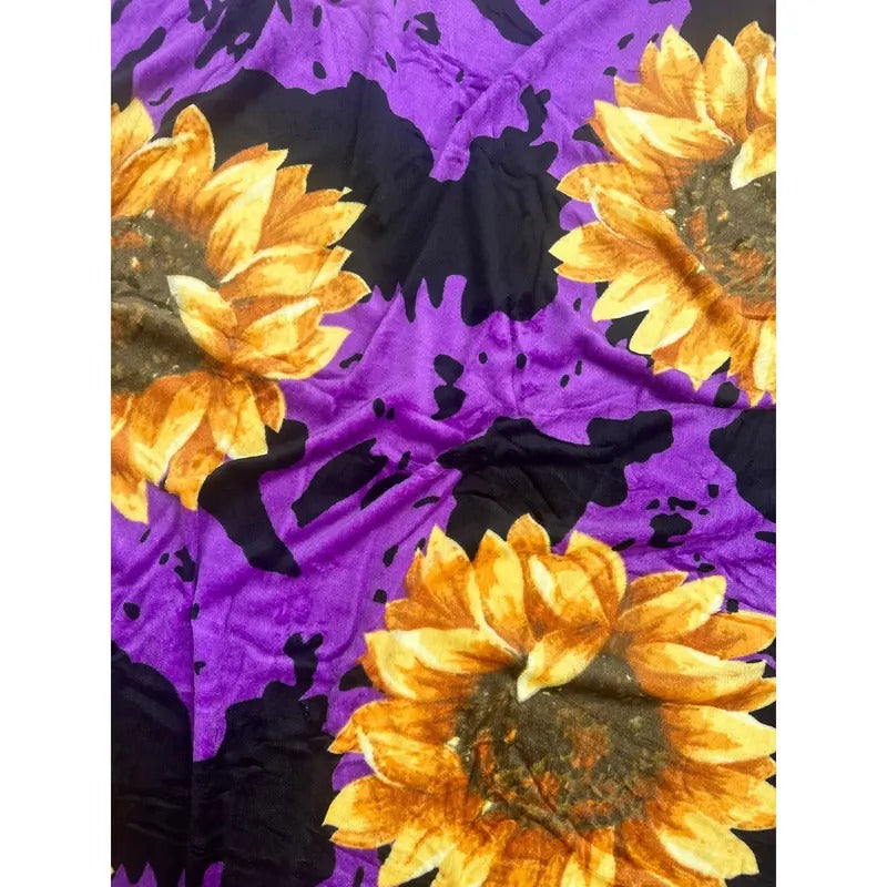 Purple Cow Sunflower THROW 60x80 T-Shirts, Hoodie, Sweatshirt | CiraTrend.com