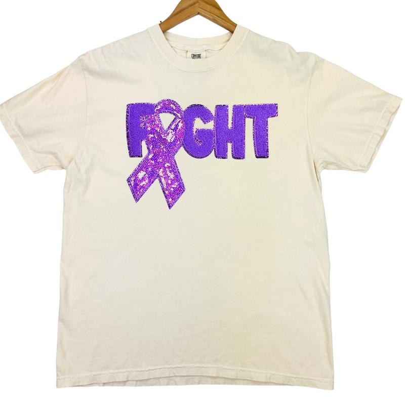 Purple Fighting Ribbon Patch Comfort Colors T-Shirt Hoodie, Sweatshirt | CiraTrend.com