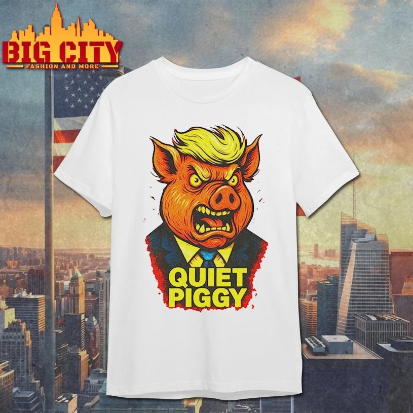 Quiet Piggy pig head graphic shirt