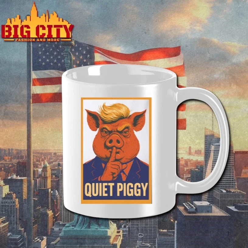 Quiet Piggy poster style Pig shirt