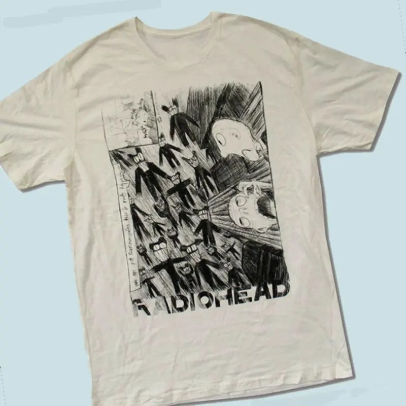 RADIOHEAD SCRIBBLE 2000 White Retro T-Shirt Hoodie, Sweatshirt | CiraTrend.com