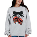 RED SKULL CHERRIES WITH GOTHIC BOW Long Sleeve Crewneck Sweatshirt T Shirt or Hoodie Casual Poly Cotton Blend Graphic...