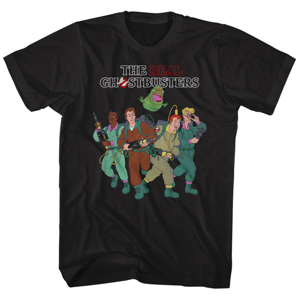 Real Ghostbusters Mens S/S T-Shirt - The Whole Crew - Solid Black Hoodie, Sweatshirt | CiraTrend.com