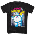Real Ghostbusters Mens S/S T-Shirt - Marshmallow Attacks - Solid Black Hoodie, Sweatshirt | CiraTrend.com