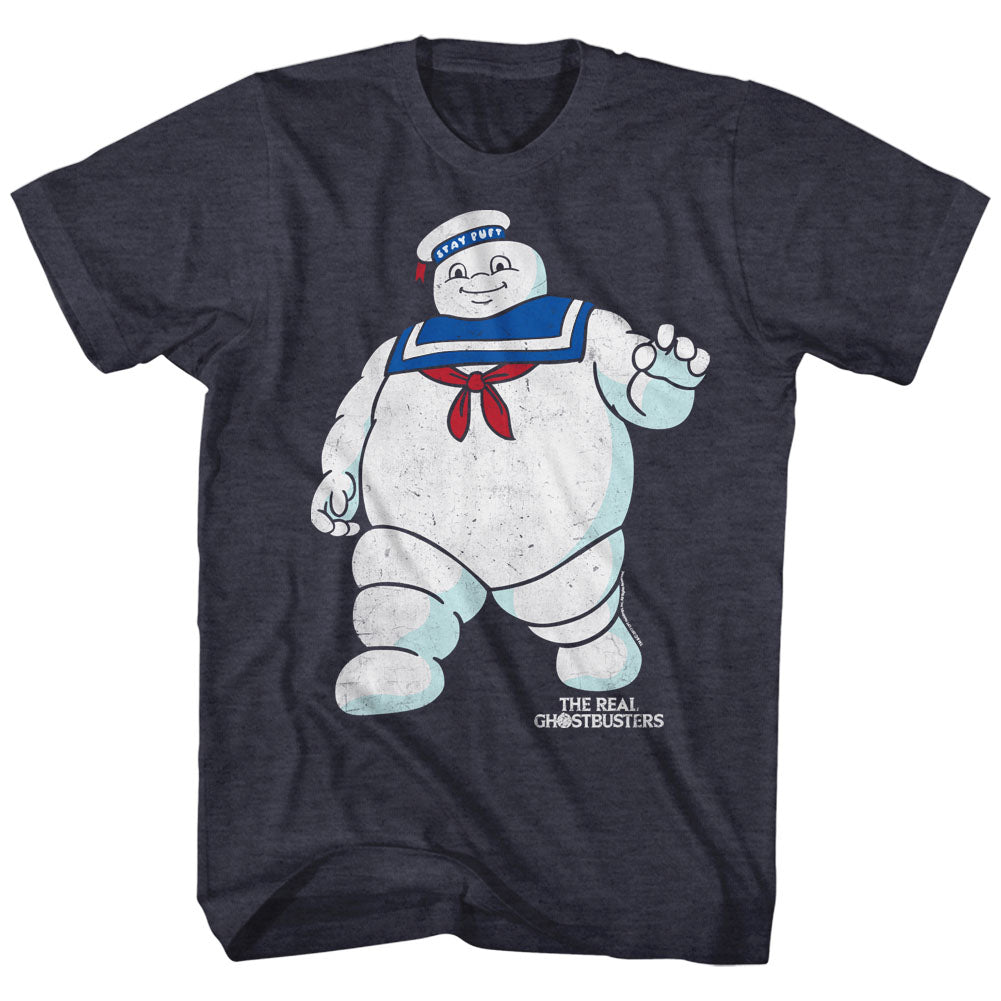 The Real Ghostbusters Mens S/S T-Shirt - Mr Stay Puft 2 - Heather Navy Heather Hoodie, Sweatshirt | CiraTrend.com