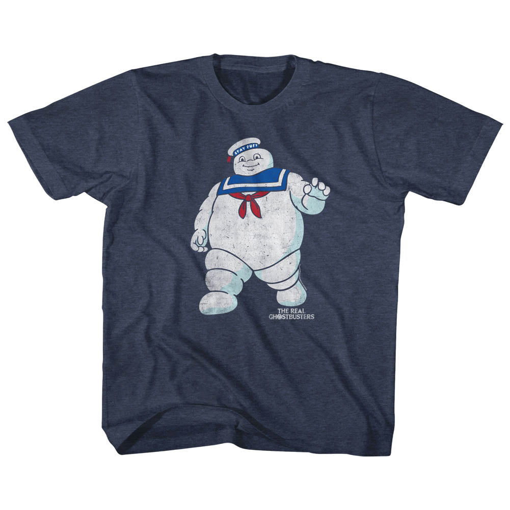 The Real Ghostbusters Youth S/S T-Shirt - Mr Stay Puft 2 - Heather Vintage Navy Hoodie, Sweatshirt | CiraTrend.com